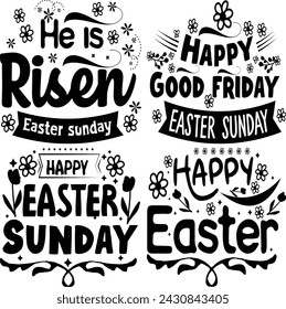 Happy Easter Bundle design, Christian Easter bunny Bundle, Retro Easter Cut Files Cricut, Good for Happy Easter tshirt design