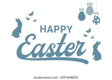 Happy Easter bunnies design. Cute Easter bunny in egg basket. Easter Concept.  For banners, posters, cover design templates, social media stories wallpapers and greeting cards.