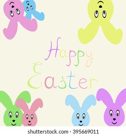 Happy Easter Easter bunnies, vector illustration