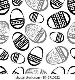 Happy Easter. Easter Bunny background with eggs. Vector illustration.