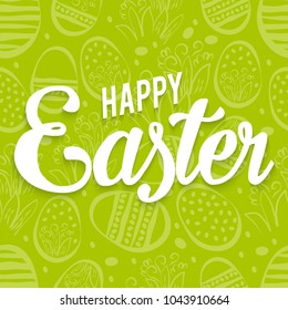 Happy Easter. Easter Bunny background with eggs. Vector illustration.