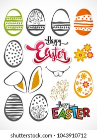 Happy Easter. Easter Bunny background with eggs. Vector illustration.