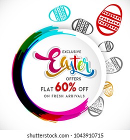 Happy Easter. Easter Bunny background with eggs. Vector illustration.