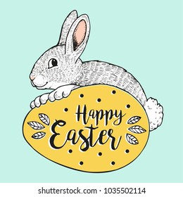 Happy Easter Bunny Banner. Vector illustration.