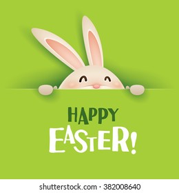¡Feliz Pascua! Conejo de Pascua con gran señal.