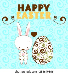 happy Easter bunny card. Vector illustration