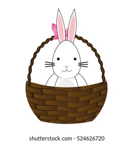 Happy easter bunny cartoon icon vector illustration design