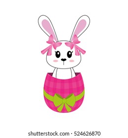 Happy easter bunny cartoon icon vector illustration design