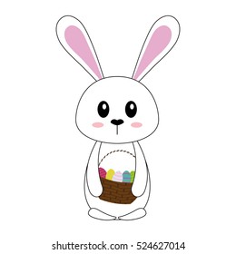 Happy easter bunny cartoon icon vector illustration design