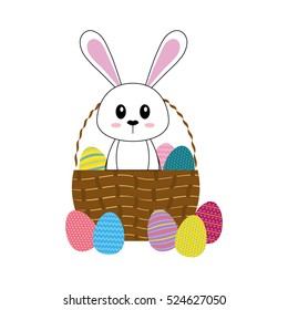 Happy easter bunny cartoon icon vector illustration design
