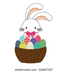 Happy easter bunny cartoon icon vector illustration design