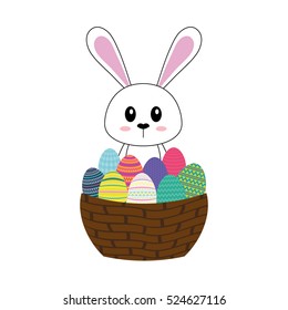 Happy easter bunny cartoon icon vector illustration design