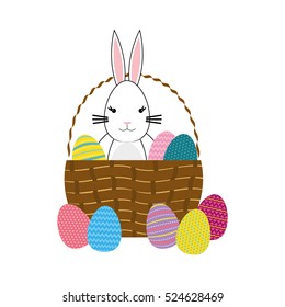 Happy easter bunny cartoon icon vector illustration graphic design