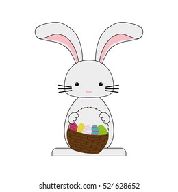 Happy easter bunny cartoon icon vector illustration graphic design