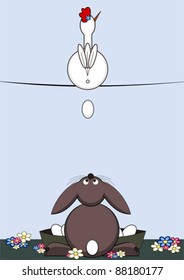 Happy Easter - the easter bunny catches easter eggs