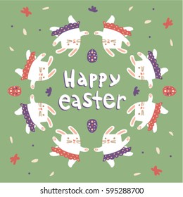 Happy Easter bunny circle