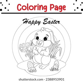 Happy Easter Bunny coloring page for kids
