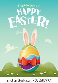 Happy Easter! Easter bunny coming out soon! Wide copy space for text.