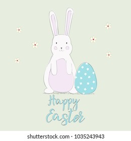 Happy Easter. Easter bunny cute graphic vector illustration.
