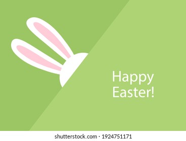 Happy Easter bunny ear vector greeting card. Cute spring illustration