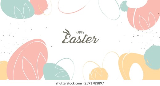 Happy Easter. Bunny ears and eggs. Modern style design, pastel colors. Creative vector illustration design.