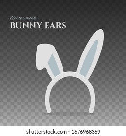 Happy Easter bunny ears. Rabbit mask with folded ear for easter celebration. Isolated vector illustration for holiday design.