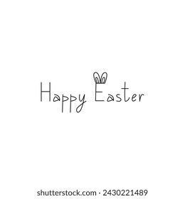 Happy Easter, bunny ears, simple doodle vector illustration