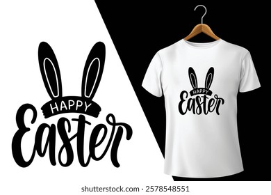 Happy Easter Bunny Ears T-Shirt Design 