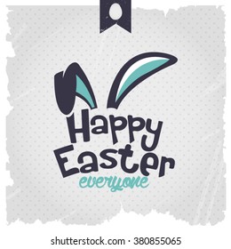 Happy Easter | Easter Bunny Ears Vector. Calligraphic Design.