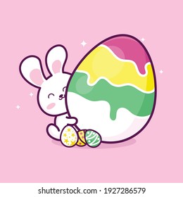Happy Easter! Easter bunny and Easter egg.