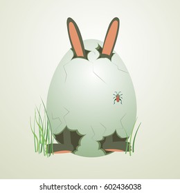 Happy Easter. Easter Bunny in egg. Easter egg. Catholic Easter