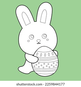 Happy Easter Bunny Egg Digital Stamp