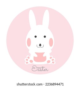 Feliz Pascua con conejita y tarjeta de saludo de huevo de Pascua. Fondo de conejo lindo. Ilustración vectorial.