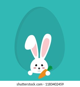 Happy Easter bunny in egg icon vector illustration