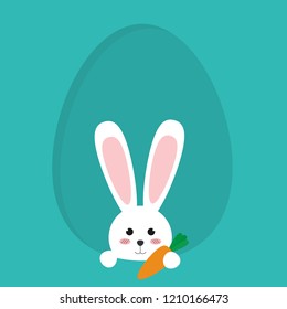 Happy Easter bunny in egg icon vector illustration