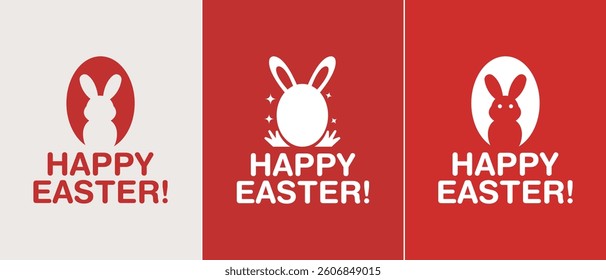 Happy Easter Bunny Egg Silhouette, Minimalist Easter Card, Rabbit Design, Happy Easter, Bunny Egg Shape, Festive Easter Greeting, Bunny Vector Illustration.