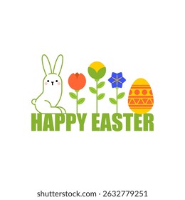 Happy Easter bunny and egg symbol of holiday.
