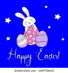 Happy Easter, Bunny with Eggs