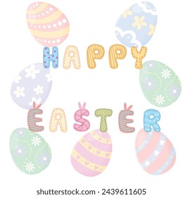 Happy easter bunny eggs celebration