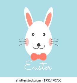 Happy easter with bunny and easter eggs greeting card. Easter day background. Vector illustration.