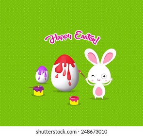 happy easter with bunny eggs painting colorful