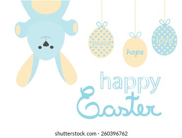 Happy Easter bunny and eggs vector.