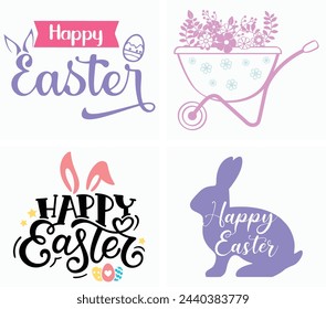 Happy Easter, Easter Bunny, Easter Flower Cart