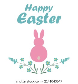 Happy Easter bunny with flowers. vector illustration