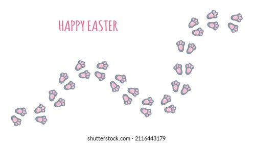 Happy Easter bunny foot print. Vector stock illustration isolated on white background for greeting card, invitation banner, poster. EPS10