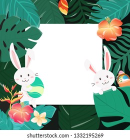 Happy Easter Bunny In The Forest. 