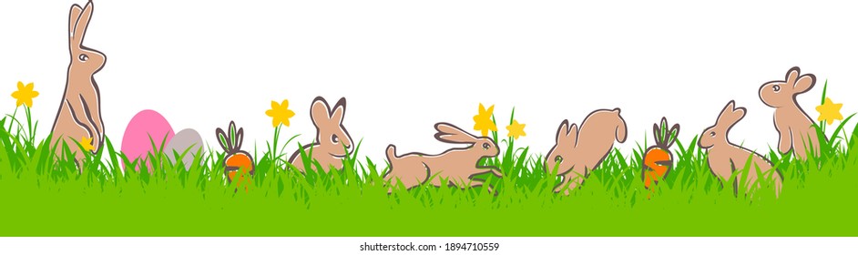 Vector de silueta de pasto conejo de Pascua Feliz
