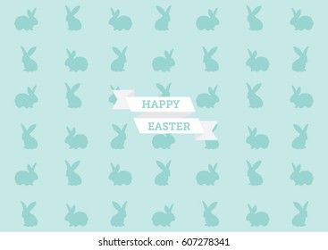 Happy Easter Bunny Green Pattern. Vector Illustration 