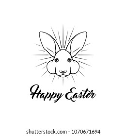 Happy Easter bunny. Greeting card. Easter holiday symbol. Rabbit face. Vector illustration