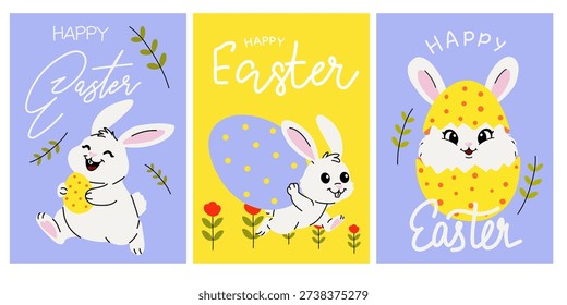 Happy Easter Bunny Greeting Card Set